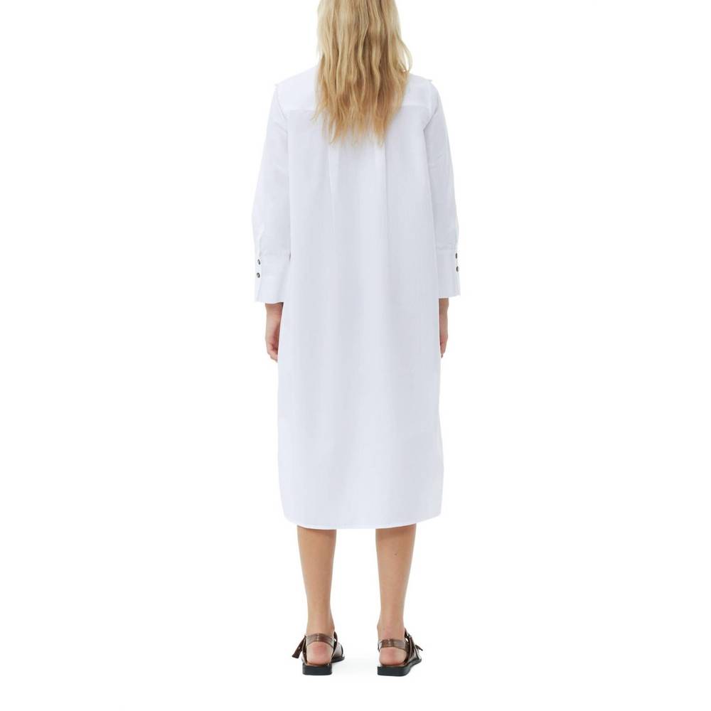 NEW GANNI cotton poplin oversized shirt dress in bright white - Picture 3 of 6